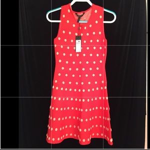 BCBG RED STRETCH POLKA DOT DRESS NEVER BEEN WORN